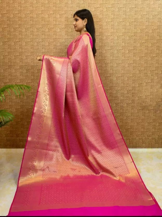 MF 44 Pink Designer Soft Lichi Silk Sarees Wholesale Clothing Distributor In India